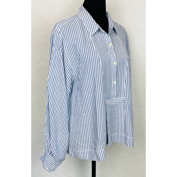 CURRENT/ELLIOTT • The Emmy Striped Half-Placket Long Sleeve Blouse, 2 - Picture 5 of 16